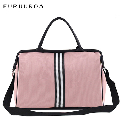 Bolso de viaje portátil de nailon para hombre y mujer, bolsa grande de lona para Fitness, fin de semana, a rayas, XA637B ► Foto 1/6