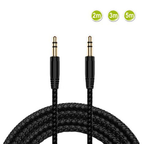 Cable de extensión de auriculares trenzado de nailon, Cable auxiliar macho a macho de 3,5mm, extensor de Audio estéreo m/M para auricular, envío gratis, 2/3/5M ► Foto 1/6