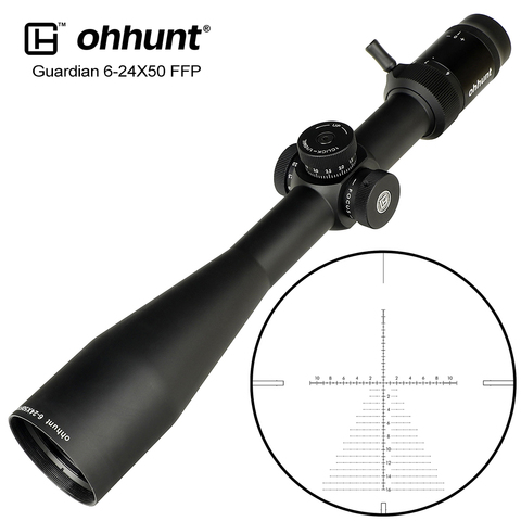 Ohhunt-mira telescópica para rifle de caza, 6-24x50 FFP, primer plano Focal, lateral Parallax, cierre de retícula grabado, reinicio, alcance táctico ► Foto 1/6