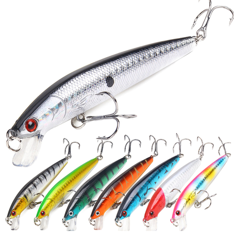 Señuelo de pesca de pececillos, 1 unidad, 7g, 10cm, ojos 3D, láser Aritificial, Wobblers, Crankbait, señuelos duros, anzuelo de plástico para aparejos de pesca ► Foto 1/5