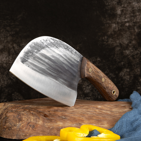 XITUO-cuchillos de cocina chinos de acero al carbono, mango de madera forjado, cuchillo de cocina, carne, verduras, cortar ► Foto 1/6