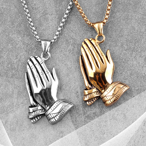 Amuleto de oración de acero inoxidable dorado, collares de hombres, cadena Punk, joyería masculina, regalo creativo, venta al por mayor ► Foto 1/6