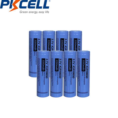 8 Uds. PKCELL 18650 de baterías de litio recargables, batería de ion de litio ICR18650 3,7 v 3350mAh, parte superior plana sin Pcm para linterna DIY ► Foto 1/6