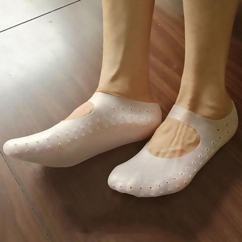 Par de calcetines hidratantes de silicona, botas antigrietas, soporte para arco transpirable, Plantilla de Gel de protección de los pies para SPA ► Foto 1/6