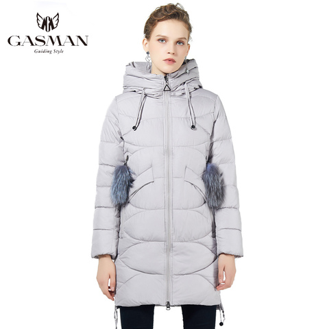 GASMAN-Chaqueta de invierno con capucha para mujer, Parka cálida, abrigo de piel de zorro, longitud media, 2022 ► Foto 1/6