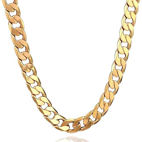 Collar de cadena Punk cubana para hombre y mujer, cadena de eslabones de 46/51/56/61/66/71/76CM, cadena curva larga de 18K, regalo de joyería ► Foto 1/6