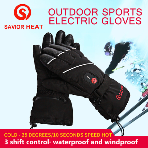 Guante calentado Salvador esquí moto ciclismo golf deportes al aire libre dedo calor 40-65C inteligente 3 niveles control SHGS15B impermeable ► Foto 1/6