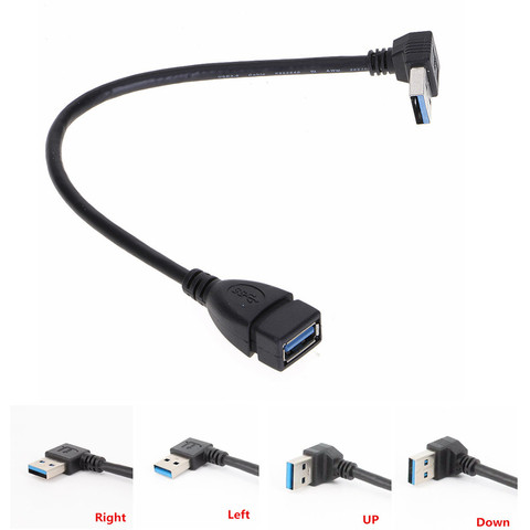 Adaptador USB 3,0, Cable de extensión de 90 grados, ángulo izquierdo/descendente/Derecho, Cable adaptador macho a hembra, Cables USB ► Foto 1/6