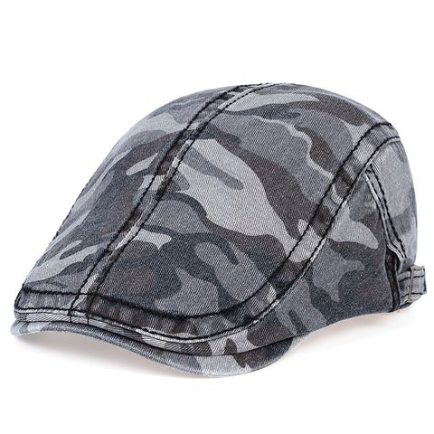 De moda de algodón sombreros de vaquero Casual boina vendedor tapa plana camuflaje gorras hombres hip hop deporte gorro sombreros gorras ► Foto 1/6