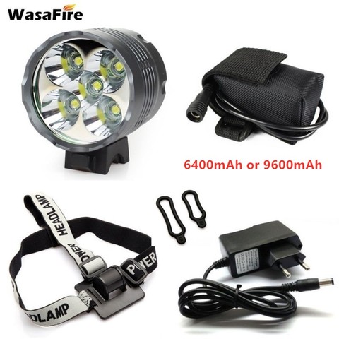 Luz LED delantera para bicicleta de montaña, faro delantero de 7000LM, 5 x T6, linterna para ciclismo, cargador de 8,4 V, paquete de batería de 18650 ► Foto 1/6