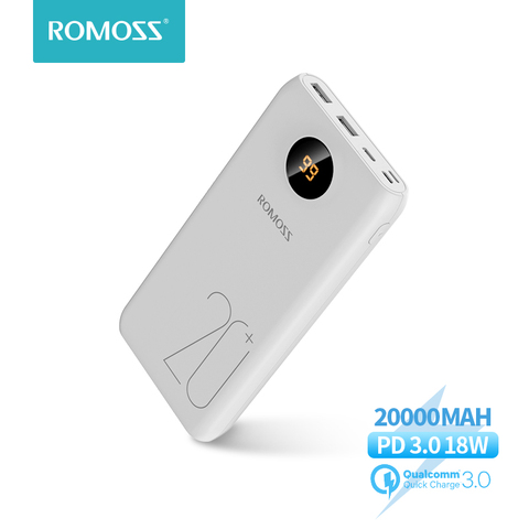 ROMOSS-cargador tipo batería externa portátil para teléfonos y tabletas, cargador tipo batería externa de 20000mAh, carga rápida PD 3,0 con pantalla LED ► Foto 1/6