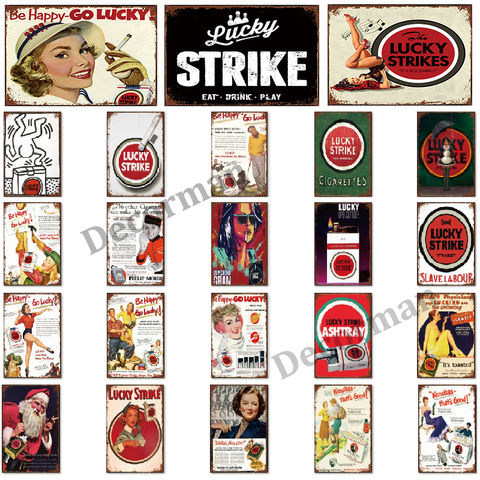 [WellCraft] cigarrillo Lucky Strike divertido Metal signos carteles pared Vintage pintura LTA-1763 ► Foto 1/6