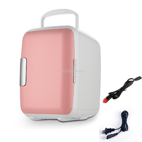 Mini refrigerador de coche rosa de 4L, refrigerador pequeño para el hogar, dormitorio, coche de doble uso, para estudiantes, de una sola Puerta, 220V/12V, 18x23x30cm, 50W ► Foto 1/6