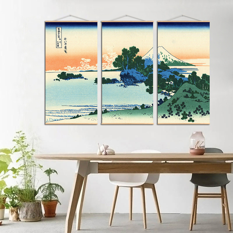 Ukiyoe-rollo de lienzo japonés Kanagawa, pintura de paisaje abstracto, imágenes de pared para sala de estar, Impresión de desplazamiento ► Foto 1/6