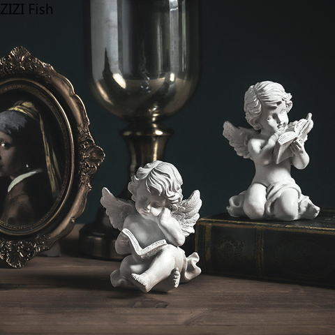 Vintage Angel yeso miniatura figuras adornos Oficina estudio, escritorio decoración resina artesanía americano decoración de casa rústica ► Foto 1/5