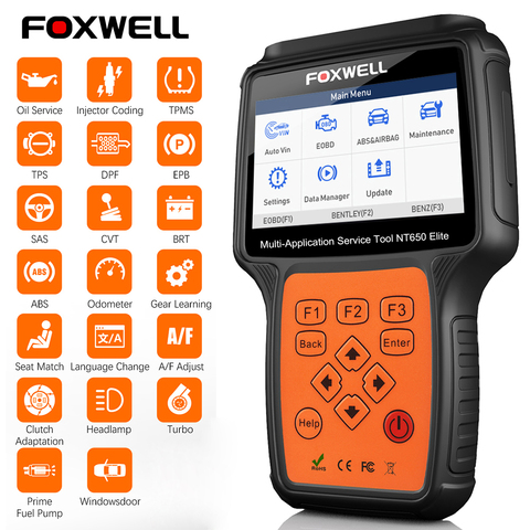Foxwell-Escáner de diagnóstico automotriz para automóvil, lector de código profesional nT650 Elite, con estándar OBD y OBD2, herramienta para reseteo, aceite, ABS, SRS y DPF ► Foto 1/6