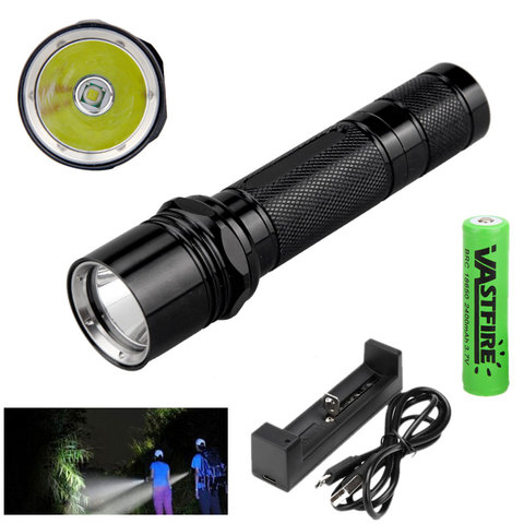 Linterna LED táctica 6P de 350 lúmenes, luz Flash Ultra brillante para pistola de caza, linterna de Camping resistente al agua + 18650 + cargador USB ► Foto 1/6