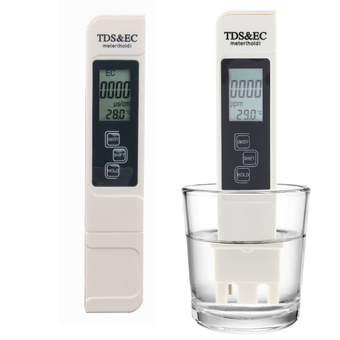 Medidor TDS/EC profesional, medidor EC, Digital, LCD, a prueba de agua, bolígrafo, filtro de pureza, Monitor de calidad del agua con batería ► Foto 1/6