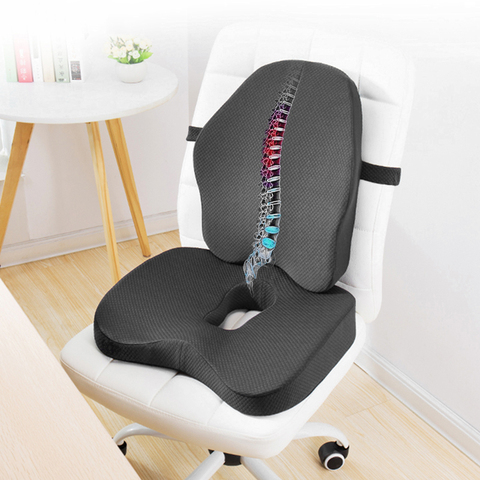 Cojín almohada soporte Lumbar espuma viscoelástica, cojín ortopédico para asiento de coche y oficina, juegos de almohada de masaje de coxis ► Foto 1/6