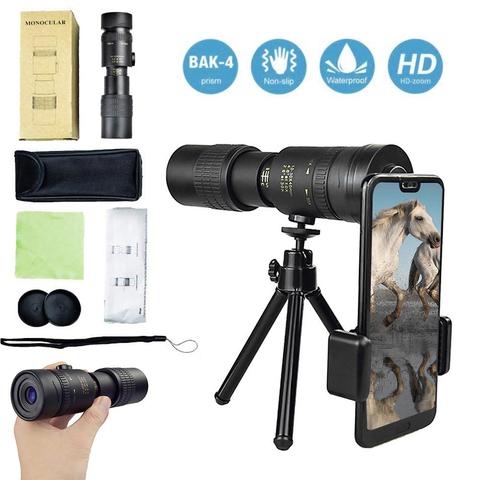 Telescopio Monocular con Zoom superteleobjetivo 4K 10-300X40MM, impermeable para teléfonos inteligentes, observación de aves, caza y Camping ► Foto 1/6