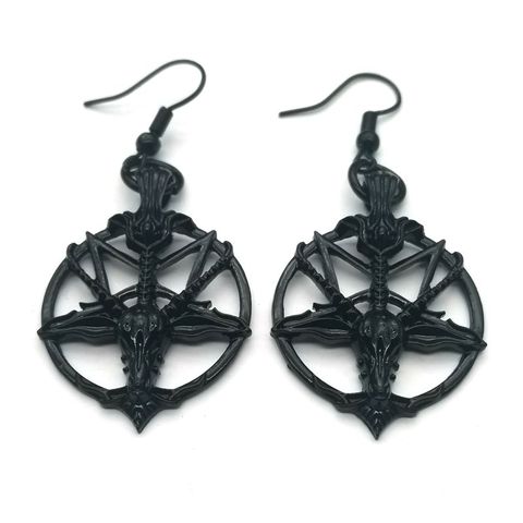Pendientes con colgante de cabeza de cabra y calavera de Dios para mujer, aretes, pentagrama, estilo gótico, joyería ► Foto 1/3
