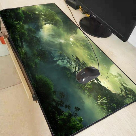 MRGBEST-alfombrilla de ratón grande para juegos de ordenador, bosque de fantasía, Paisaje con Árbol Verde, bloqueo en los bordes alfombra para ratón teclado Escritorio ► Foto 1/6