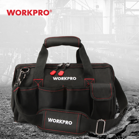 WORKPRO-Bolsa de herramientas de poliéster para electricista, Kits de herramientas, bolso cruzado para herramientas, 600D, 12 pulgadas ► Foto 1/6