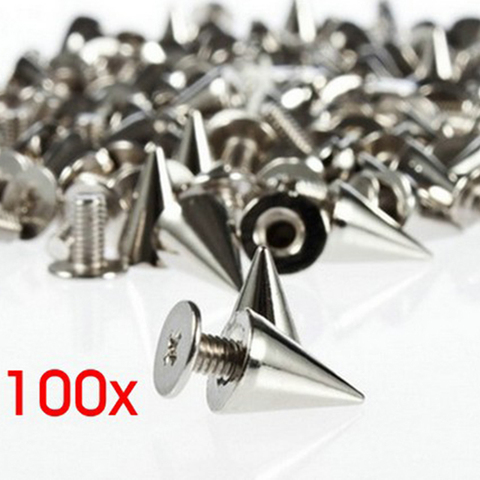 100 unids/set plata cono espárragos y picos DIY Craft Cool Punk de remaches para la ropa, bolsa de zapatos de cuero artesanía bricolaje ► Foto 1/6