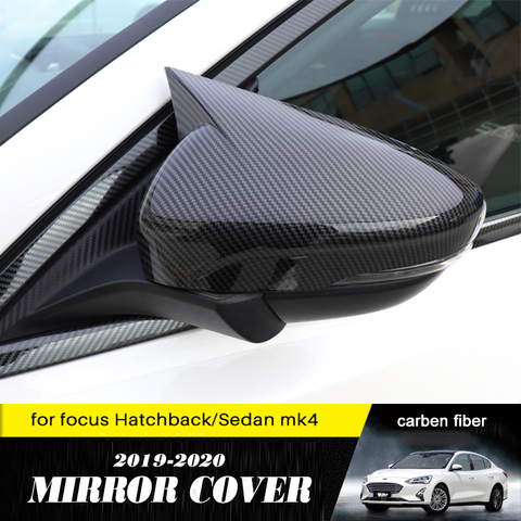 Espejo para ford focus mk4 Hatchback Sedan 2022, cubiertas de espejo lateral de fibra de carbono, gorras con textura ABS, accesorios para automóviles ► Foto 1/6