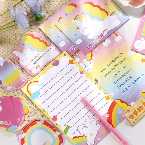 20 unids/set kawaii lindo Arco Iris conejo gato sobre Mensaje Tarjeta de carta, almacenamiento estacionario de regalo de papel ► Foto 1/5