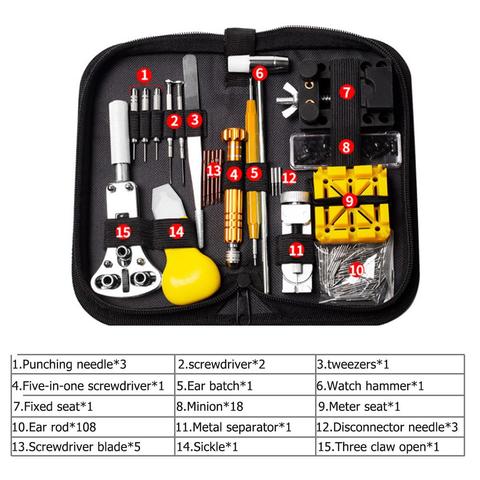 148 unids/set Kit de herramientas de reparación de relojes ver enlace Pin Remover profesional herramientas para relojes Reparación de reloj Kit de herramientas de horloge ► Foto 1/6