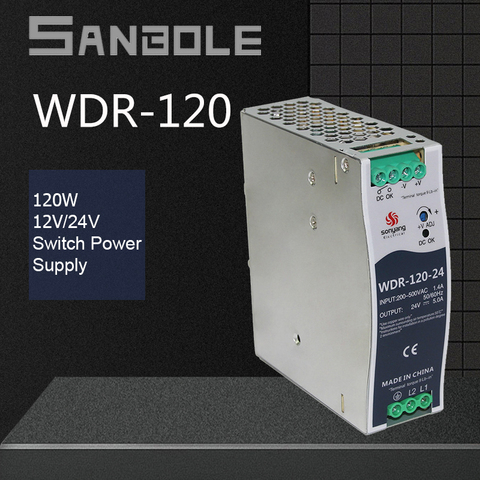 WDR-120W de montaje de carril DIN de 12V y 24V, instalación de 380V, interruptor de guía de entrada única, fuente de alimentación AC/DC ► Foto 1/1