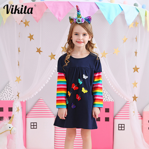 Vestido de princesa para niños y niñas de VIKITA, Vestidos de otoño-invierno para niñas de 2 a 8 años ► Foto 1/6