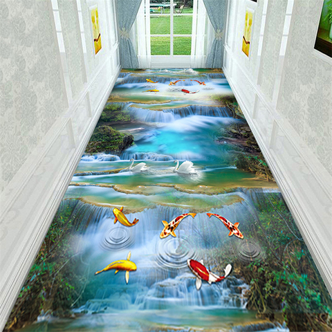 Alfombra para pasillo con paisaje en 3D, alfombra Franela suave para cocina, dormitorio, alfombra para puerta, decoración moderna para el hogar, alfombra para sala de estar ► Foto 1/6