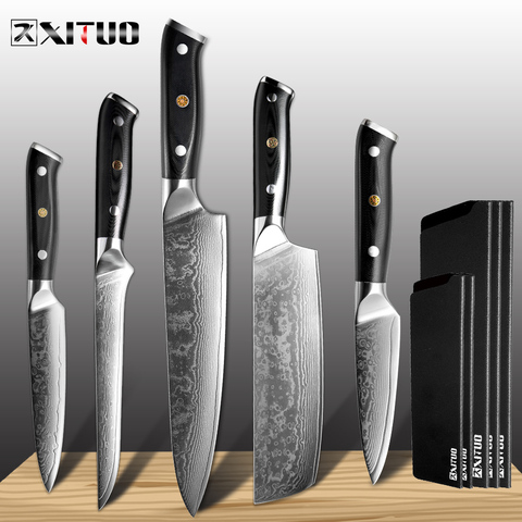 XITUO-Juego de cuchillos de Chef de cocina VG10, rebanadas de 67 capas de acero damasco, cuchillo de Sushi Nakiri Kiritsuke, hueso, cuchillo japonés, utensilios de cocina ► Foto 1/6