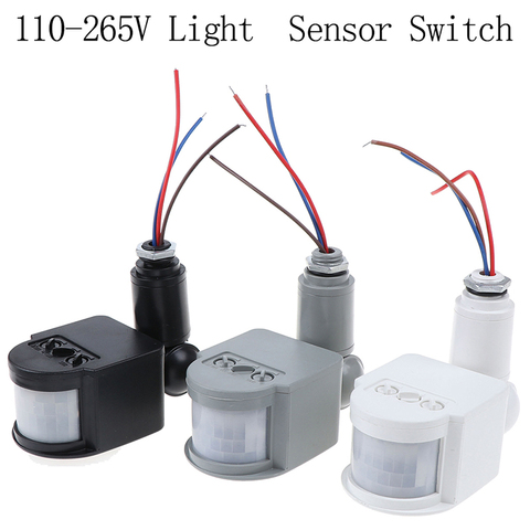 1 Uds. 110V ~ 265V LED infrarrojo PIR Sensor de movimiento Detector interruptor de luz de pared blanco, gris, Color negro ► Foto 1/6