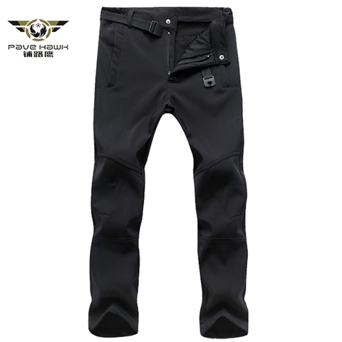 Pantalones de invierno gruesos y cálidos para hombre, pantalón militar táctico informal de piel de tiburón, prendas de vestir impermeables elásticas ► Foto 1/6