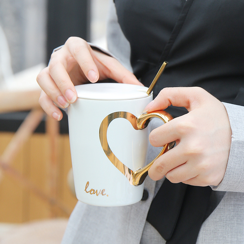 EWAYS-taza de cerámica con forma de corazón para parejas, taza creativa para el Día de San Valentín, regalo de cumpleaños y boda ► Foto 1/1