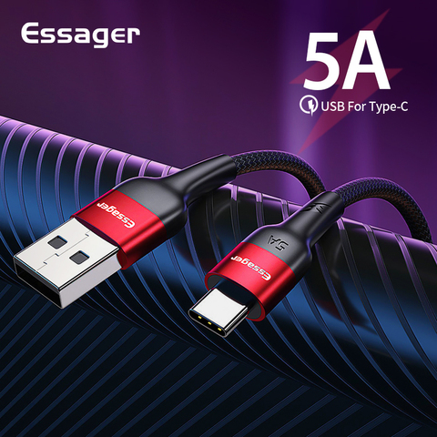 Essager-Cable USB tipo C 5A para teléfono móvil, Cable de datos de carga superrápida para Huawei P30, P20 Pro, USB-C ► Foto 1/6