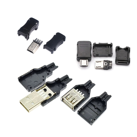 Juego de 10 enchufes tipo A macho, conector USB de 4 pines con cubierta de plástico negro, micro MK5P, kit diy ► Foto 1/5
