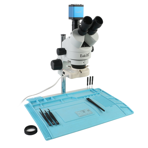 Microscopio estéreo Trinocular Focal con Zoom Vertical profesional, cámara para soldadura PCB, 3,5x-90X, HDMI, VGA, 14MP ► Foto 1/6