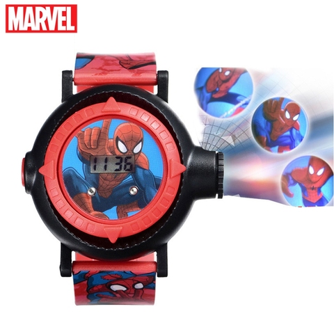Relojes digitales con proyección LED de Spider Man para niños, reloj de dibujos animados genuino de MARVEL, regalo de cumpleaños para chico y niña, Disney ► Foto 1/6