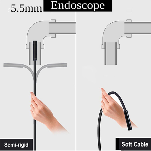 Lente de 5,5 MM, Cable duro de 1M/1,5 M/2M/5M, cámara de endoscopio USB para Android boroscopio de luz Led, cámara para PC, teléfono Android ► Foto 1/6