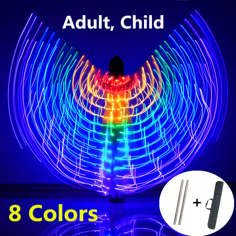 Alas de la danza del vientre baile Alas de LED Color Arco Iris luz Flash luminoso fiesta trajes mostrar Isis alas ropa niño niños adultos ► Foto 1/6