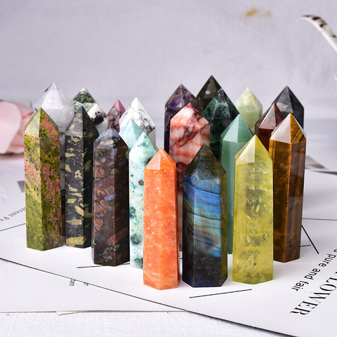 Piedras naturales de punto de cristal, 36 colores, Torre amatista, rosa, cuarzo, energía, mena Mineral, Obelisco, adornos para el hogar, 1 ud. ► Foto 1/6