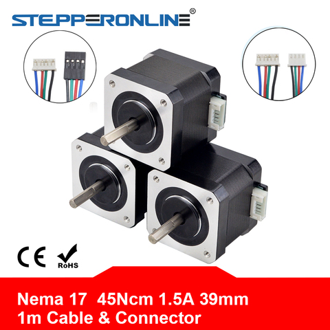 STEPPERERONLINE 3 uds Nema 17 Motor paso a paso 39mm 42motor 17hs4401 45Ncm (63,74 oz) 1.5A de Motor paso a paso 4-plomo CNC 3D impresora ► Foto 1/6