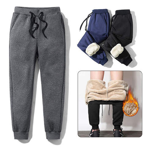 Pantalones térmicos gruesos de lana para hombre, pantalones para correr informales cálidos para invierno al aire libre ► Foto 1/6