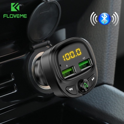 FLOVEME-transmisor Fm 3.4A Cargador de Coche Rápido con Bluetooth, cargador de teléfono móvil con USB Dual, carga rápida, tarjeta MP3, TF, Kit de música para coche ► Foto 1/6