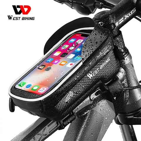 WEST BIKING-bolsa para bicicleta de montaña, resistente al agua, con pantalla táctil, 6-7,2 pulgadas, funda para teléfono, accesorios para ciclismo ► Foto 1/6