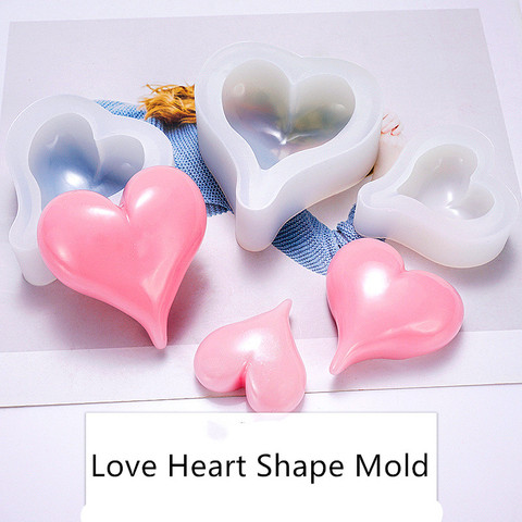 Molde líquido de resina de silicona con forma de corazón, molde de pastel de cristal, herramienta de fabricación de velas, molde de jabón corazón ► Foto 1/5